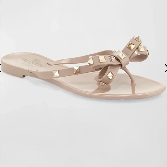 *TODAY ONLY* Valentino Garavani Rockstud Flat Thong Sandals- Worn 1x - Picture 1 of 8